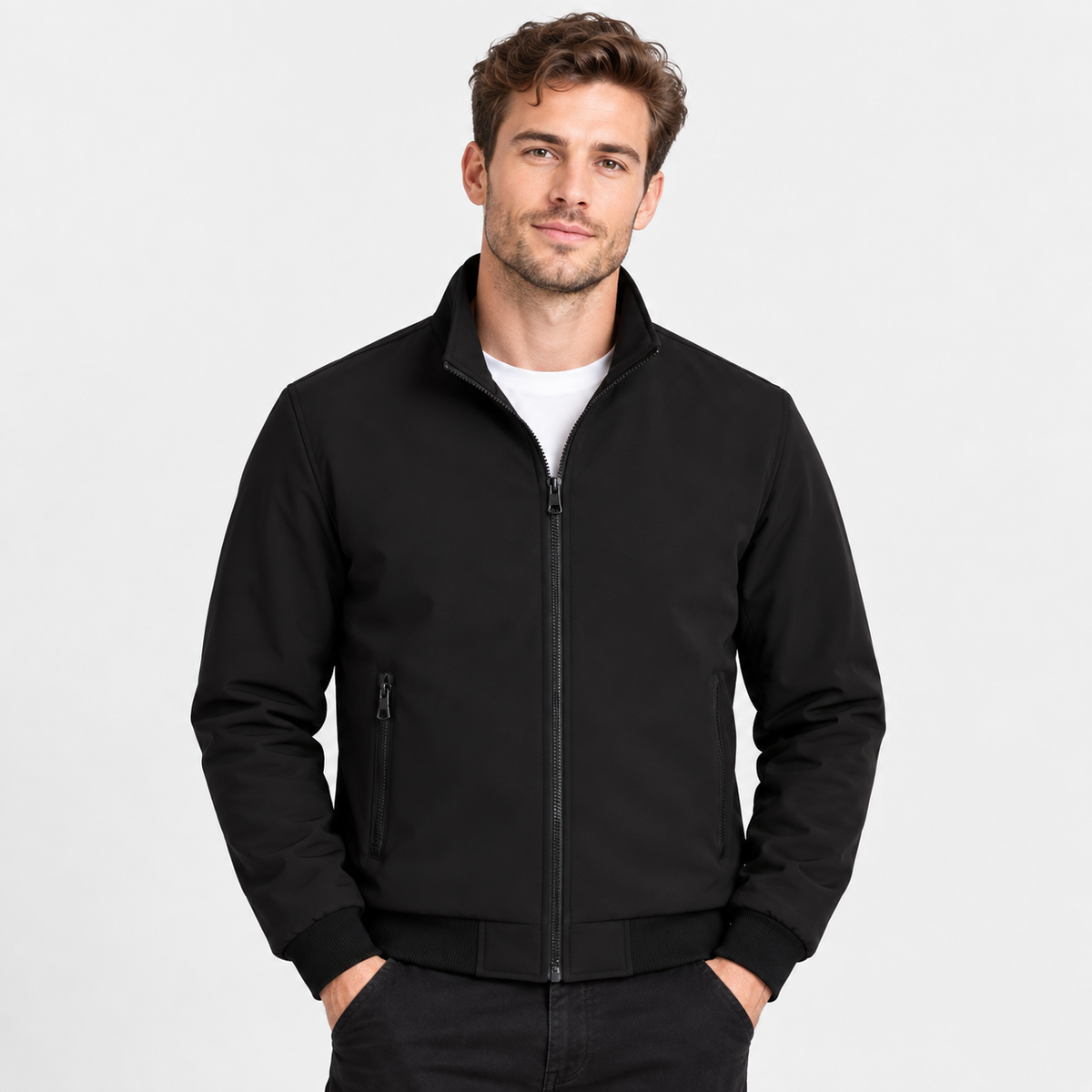 Montviro | Men's Stand Collar Zip Jacket - Lined Regular Fit