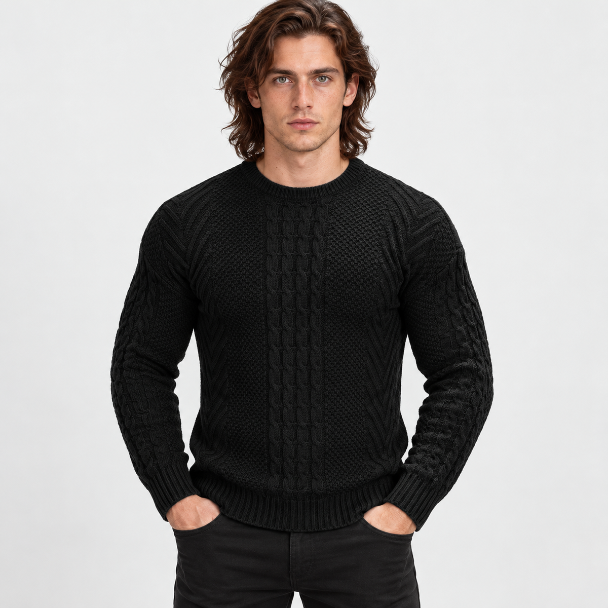 Montviro | Men's Knit Sweater Crew Neck Soft Pullover Fall Winter Top
