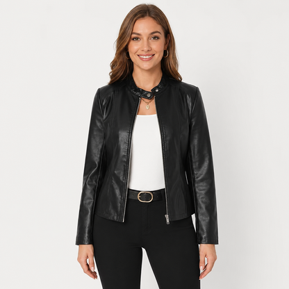 Montviro | Women's Leather Jacket - Full Zip Elegant Style