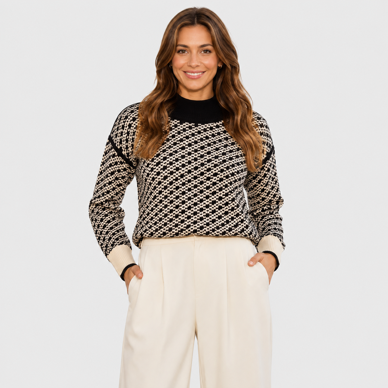 Montviro | Women's Stand Collar Sweater - Viscose Blend Knit