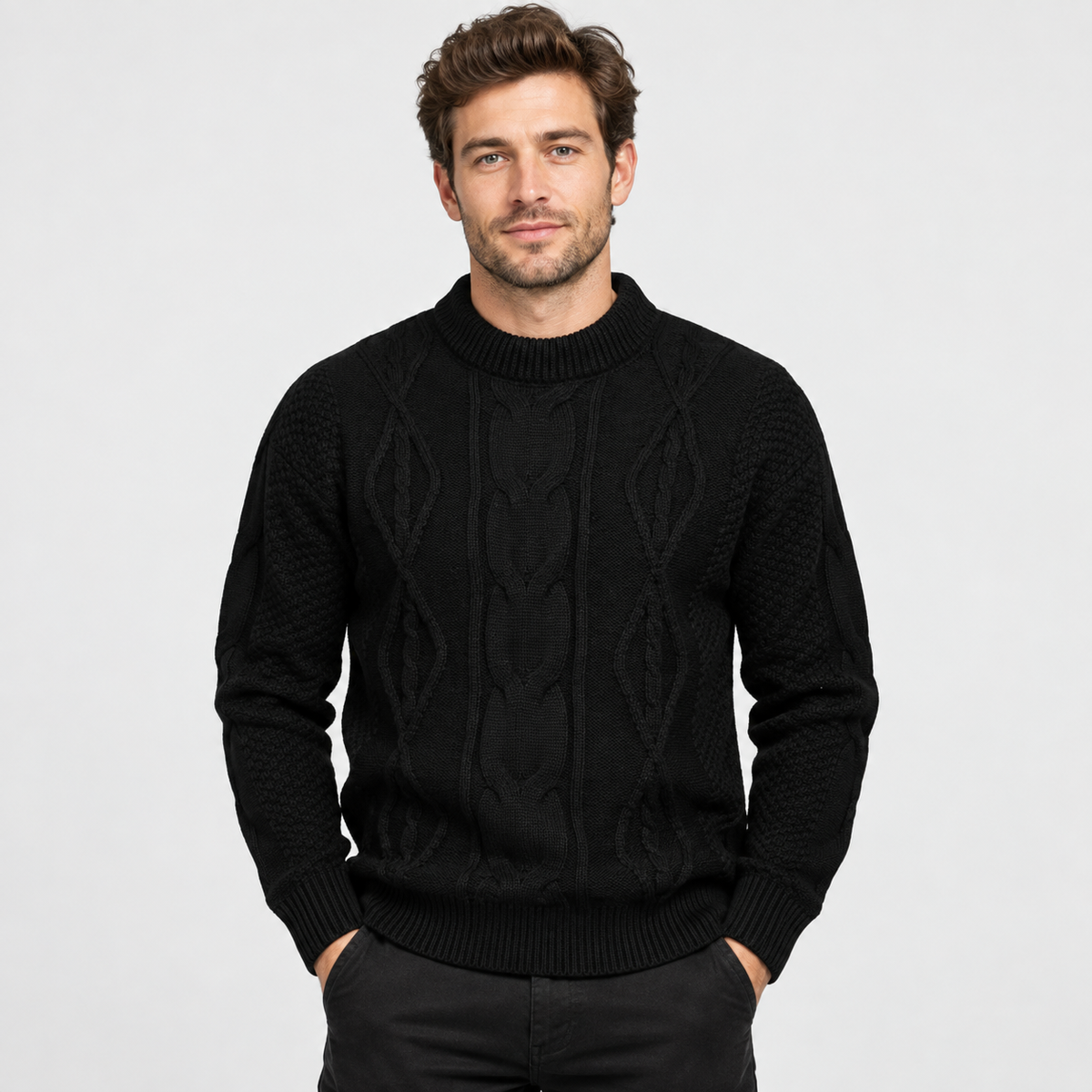 Montviro | Men's Crew Neck Sweater - Jacquard Knit Fall Winter