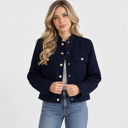 Montviro | Women's Lined Jacket - Button Front Round Neck