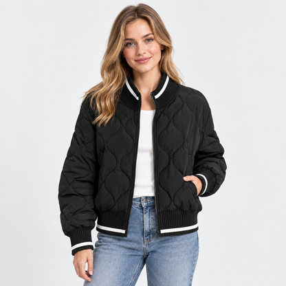 Montviro | Women's Padded Jacket - Geometric Color Block Design