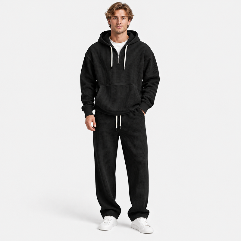 Montviro | Men's Hooded Two Piece Set Knit Casual Fall Winter Outfit