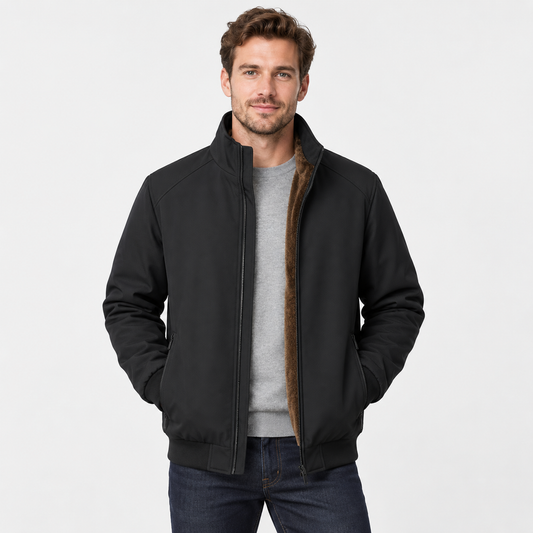 Montviro | Men's Padded Winter Jacket - Stand Collar Zip-Up Style