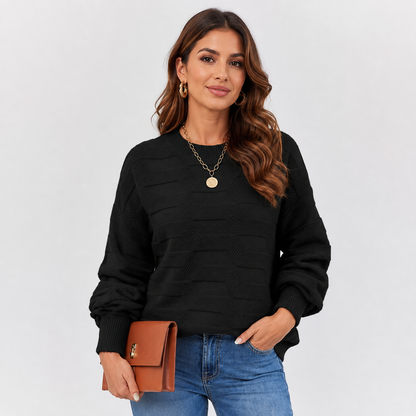 Montviro | Women's Crew Neck Sweater - Stretch Knit Fall Winter Style