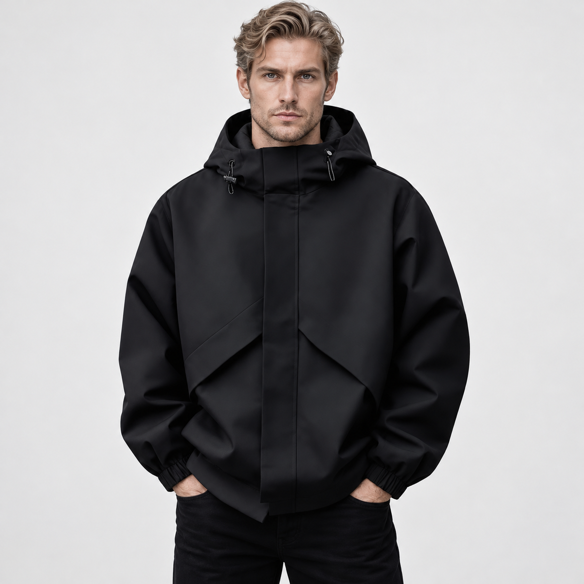 Montviro | Men's Hooded Windbreaker Jacket Polyester Casual Outdoor Coat