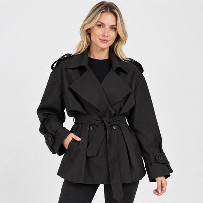 Montviro | Women's Belted Trench Coat - Solid Color Regular Fit
