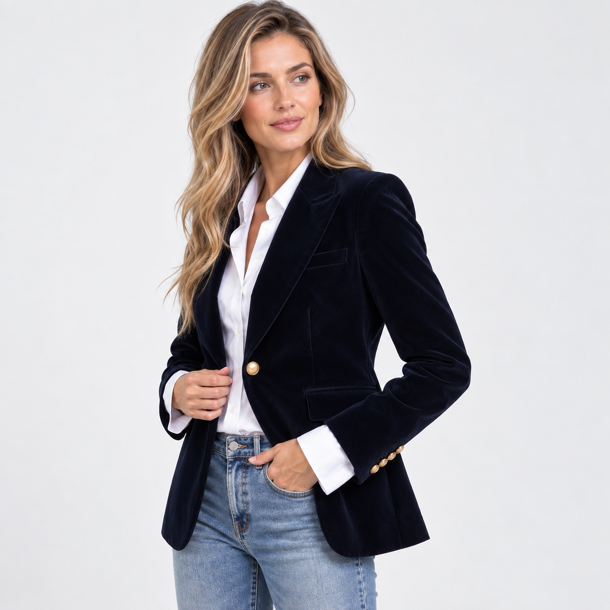 Montviro | Women’s Tailored Blazer Jacket Notch Collar Single Button Coat