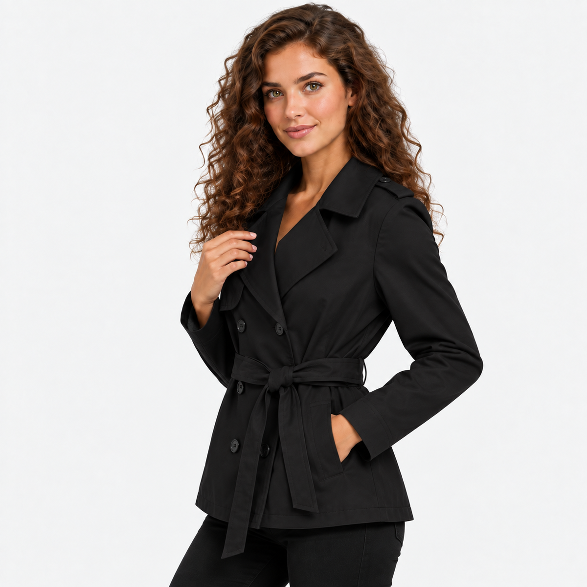 Montviro | Women’s Trench Coat Belted Waist Lapel Outerwear