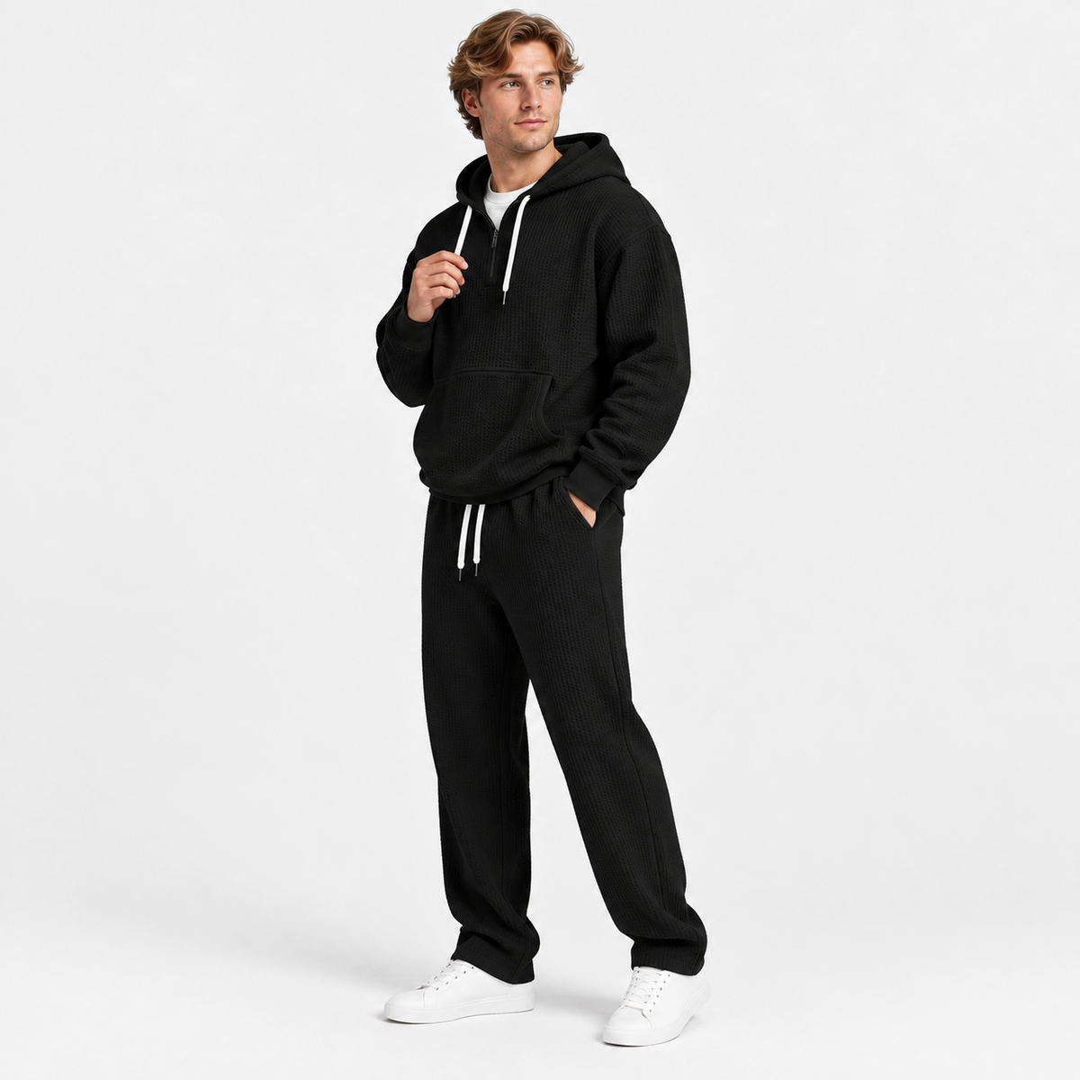Montviro | Men's Hooded Two Piece Set Knit Casual Fall Winter Outfit
