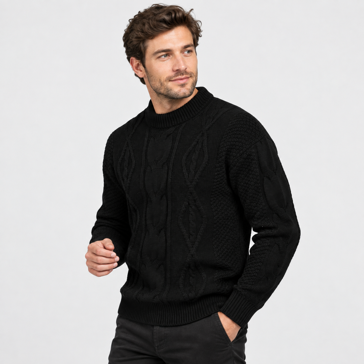Montviro | Men's Crew Neck Sweater - Jacquard Knit Fall Winter