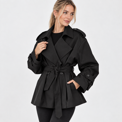 Montviro | Women's Belted Trench Coat - Solid Color Regular Fit