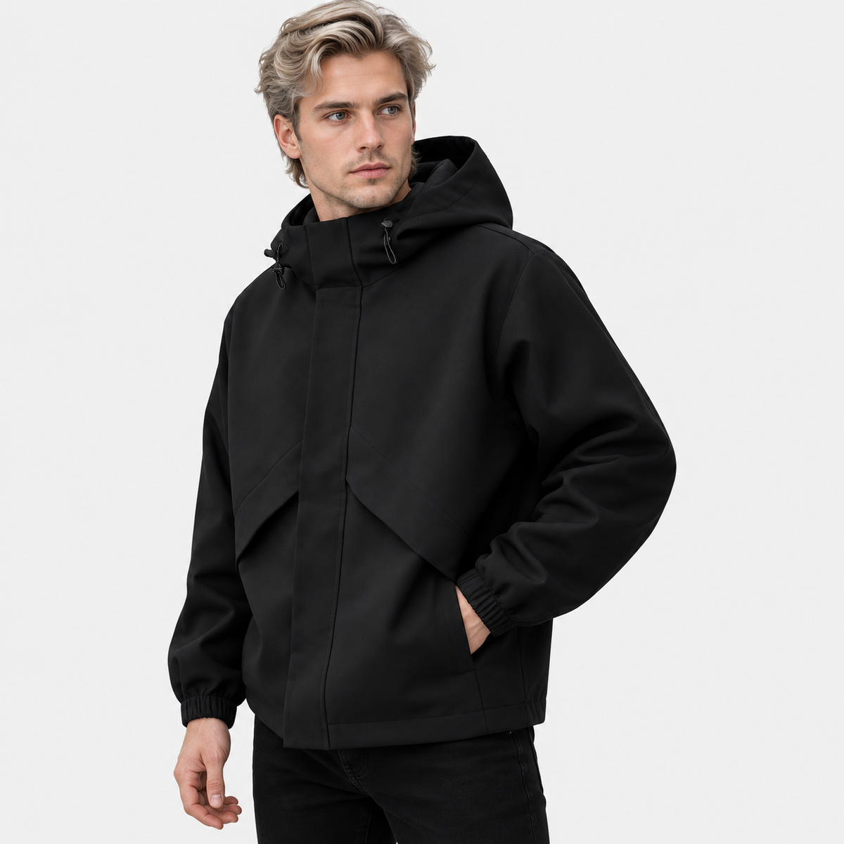 Montviro | Men's Hooded Windbreaker Jacket Polyester Casual Outdoor Coat