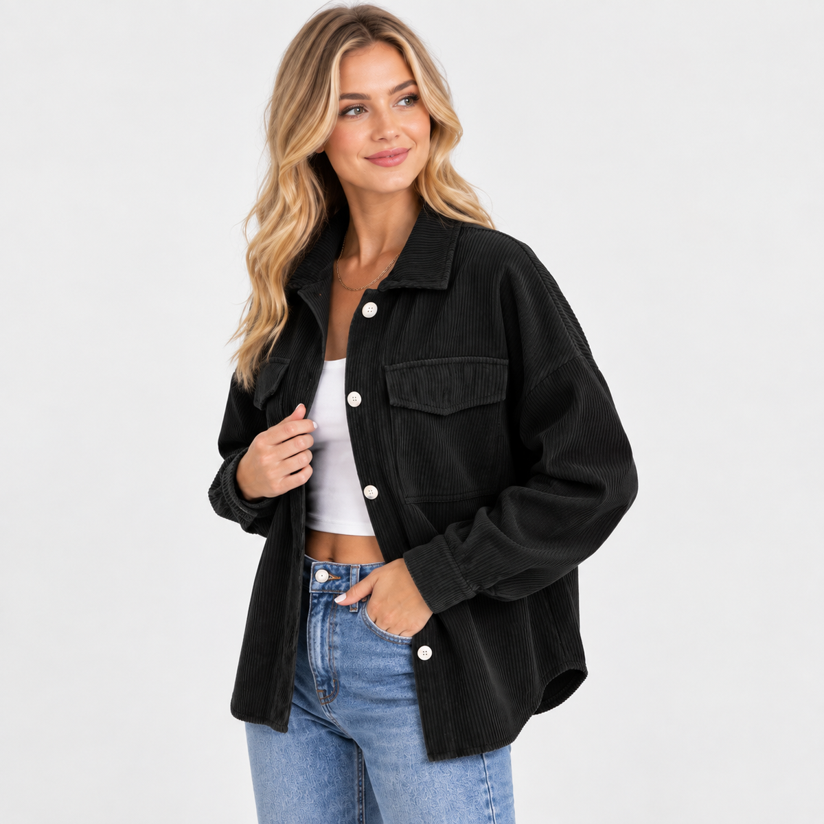 Montviro | Women's Lapel Jacket - Single Breasted Loose Fit Style