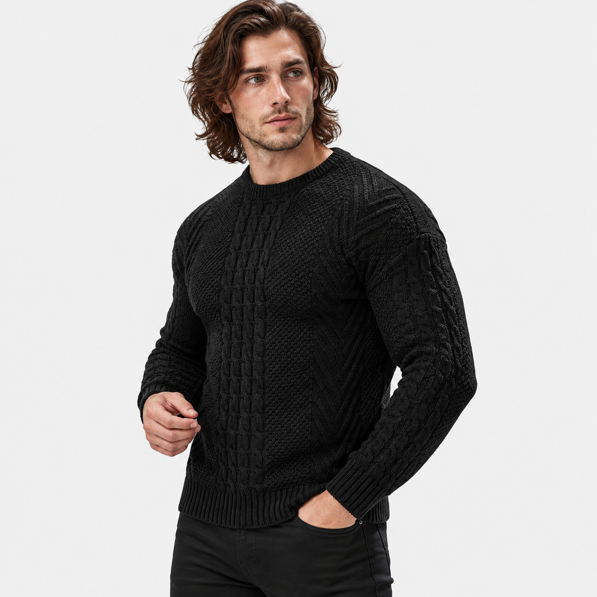 Montviro | Men's Knit Sweater Crew Neck Soft Pullover Fall Winter Top