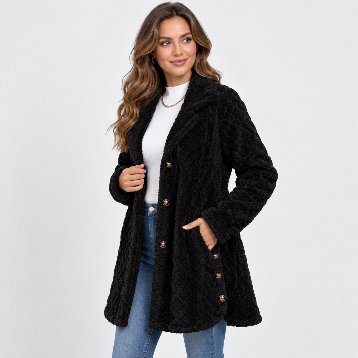 Montviro | Women's Argyle Hooded Cardigan Coat - Long Loose Fit