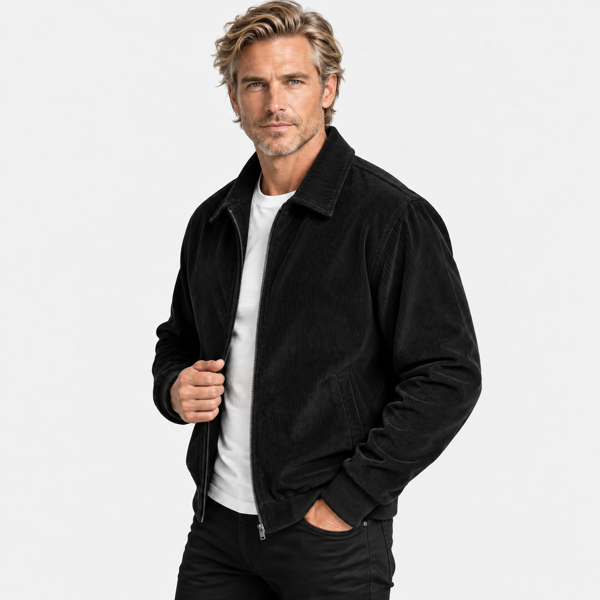 Montviro | Men's Corduroy Jacket Stand Collar Zipper Workwear Outerwear
