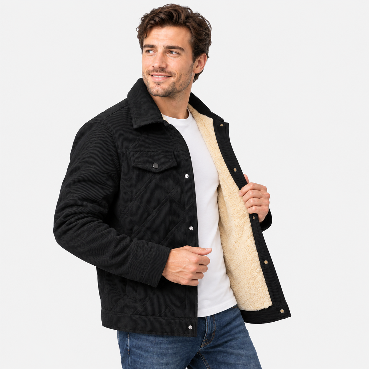 Montviro | Men's Corduroy Padded Jacket - Lapel Winter Outerwear