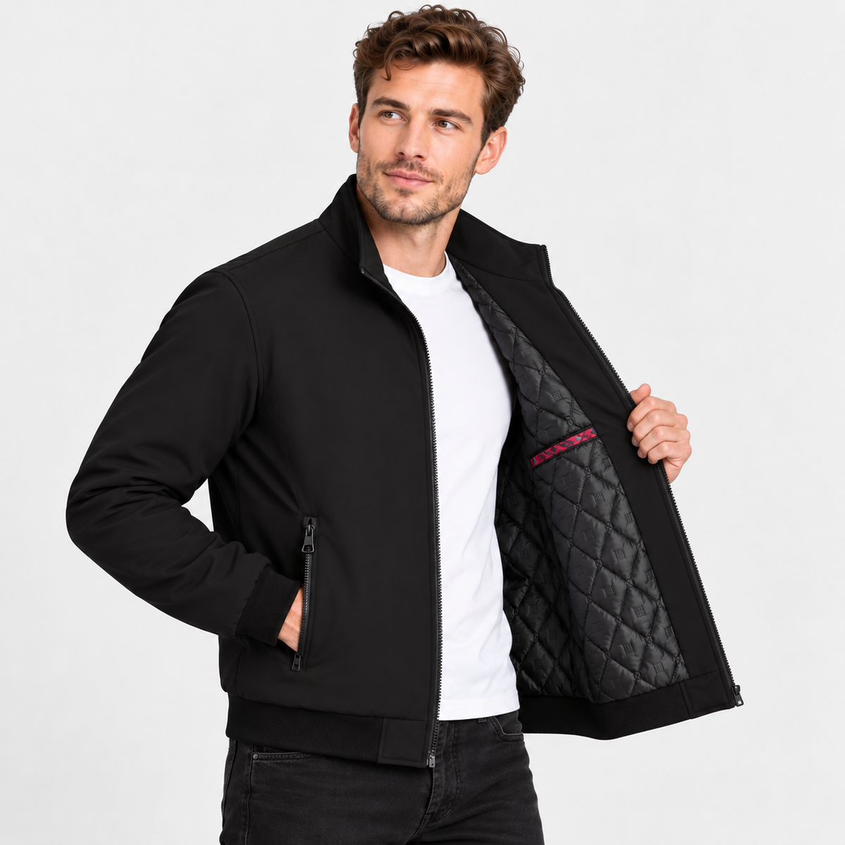 Montviro | Men's Stand Collar Zip Jacket - Lined Regular Fit