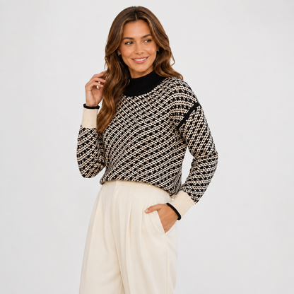 Montviro | Women's Stand Collar Sweater - Viscose Blend Knit