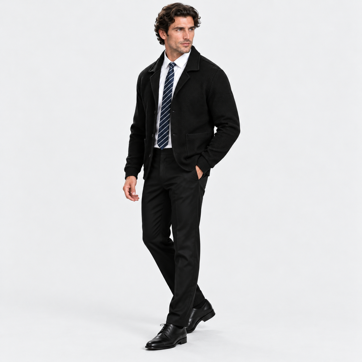 Montviro | Men's Waffle Knit Jacket Soft Stretch Loose Fit Fall Winter Coat