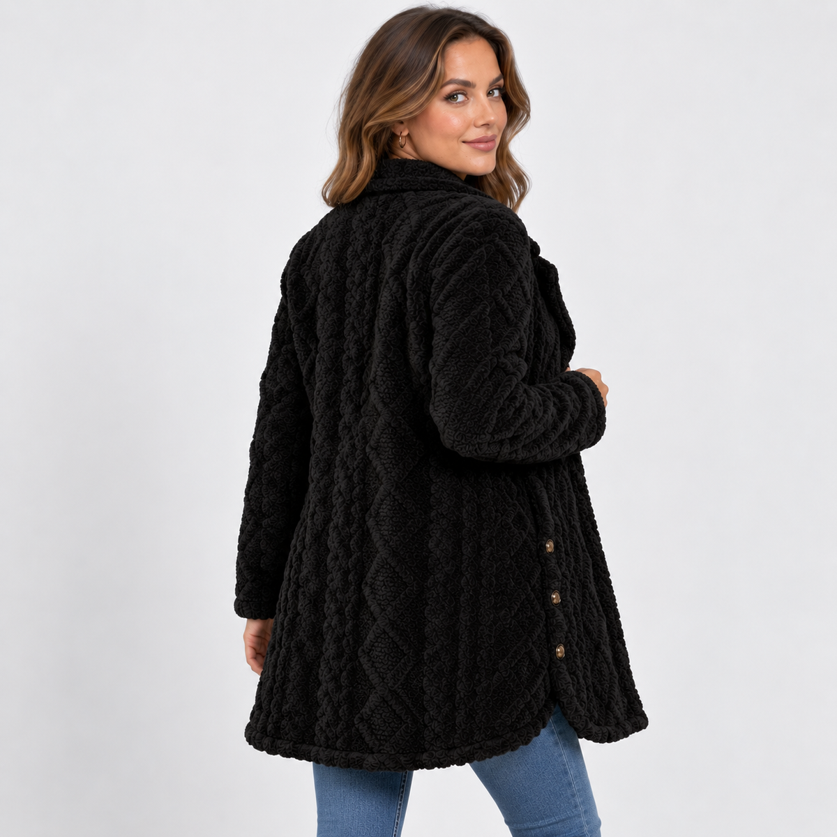 Montviro | Women's Argyle Hooded Cardigan Coat - Long Loose Fit
