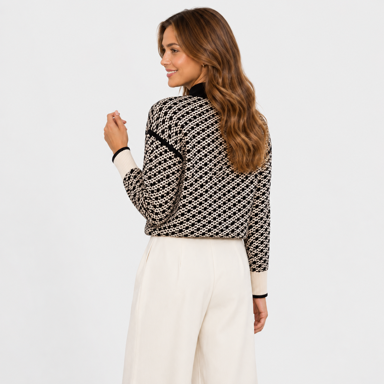 Montviro | Women's Stand Collar Sweater - Viscose Blend Knit
