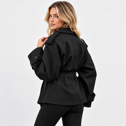 Montviro | Women's Belted Trench Coat - Solid Color Regular Fit