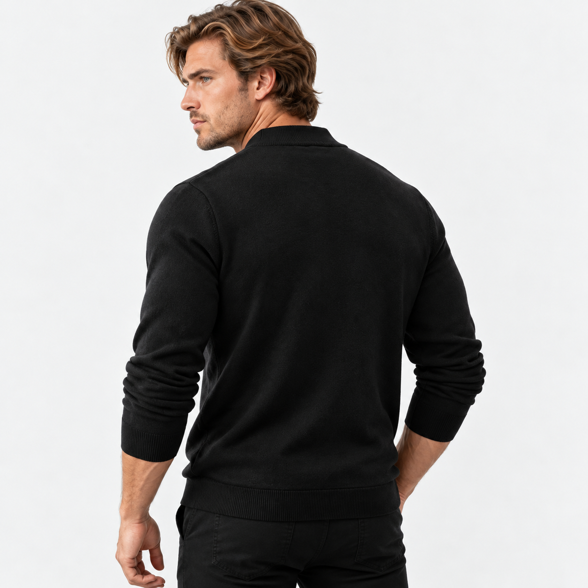Montviro | Men's Knit Cardigan Sweater with Stand Collar and Full Zip