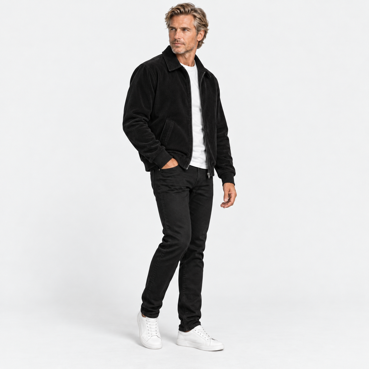 Montviro | Men's Corduroy Jacket Stand Collar Zipper Workwear Outerwear