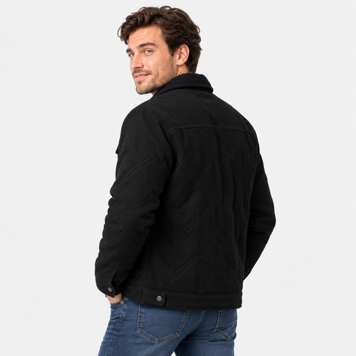 Montviro | Men's Corduroy Padded Jacket - Lapel Winter Outerwear