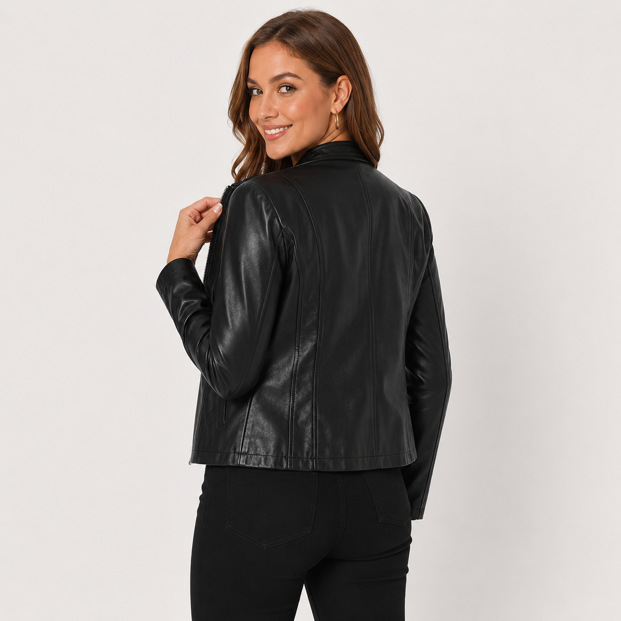 Montviro | Women's Leather Jacket - Full Zip Elegant Style