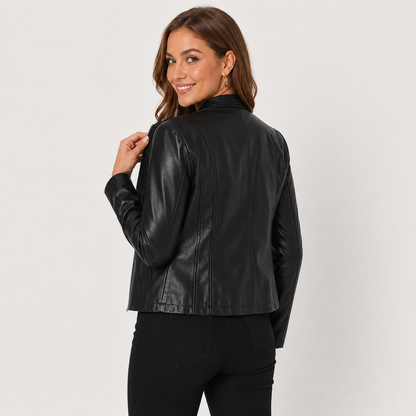 Montviro | Women's Leather Jacket - Full Zip Elegant Style