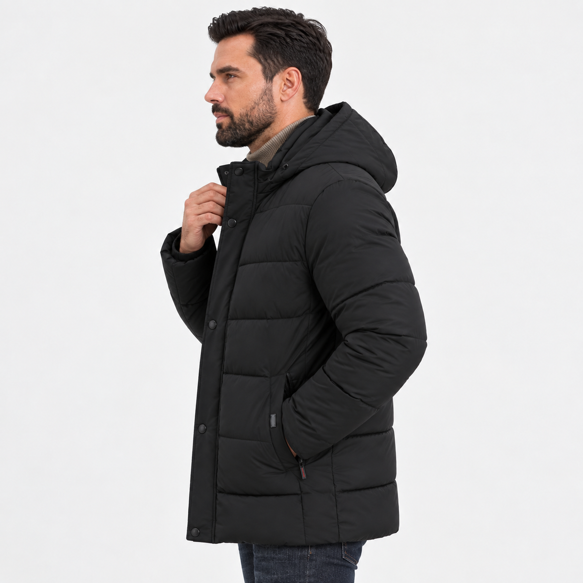 Montviro | Men's Fleece-Lined Winter Coat - Long Stand Collar Style