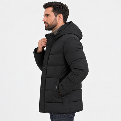 Montviro | Men's Fleece-Lined Winter Coat - Long Stand Collar Style