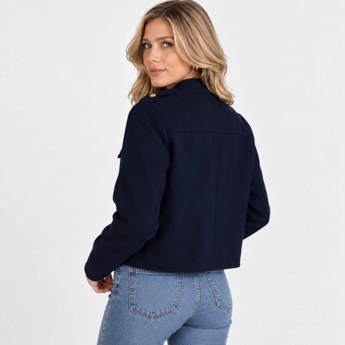 Montviro | Women's Lined Jacket - Button Front Round Neck