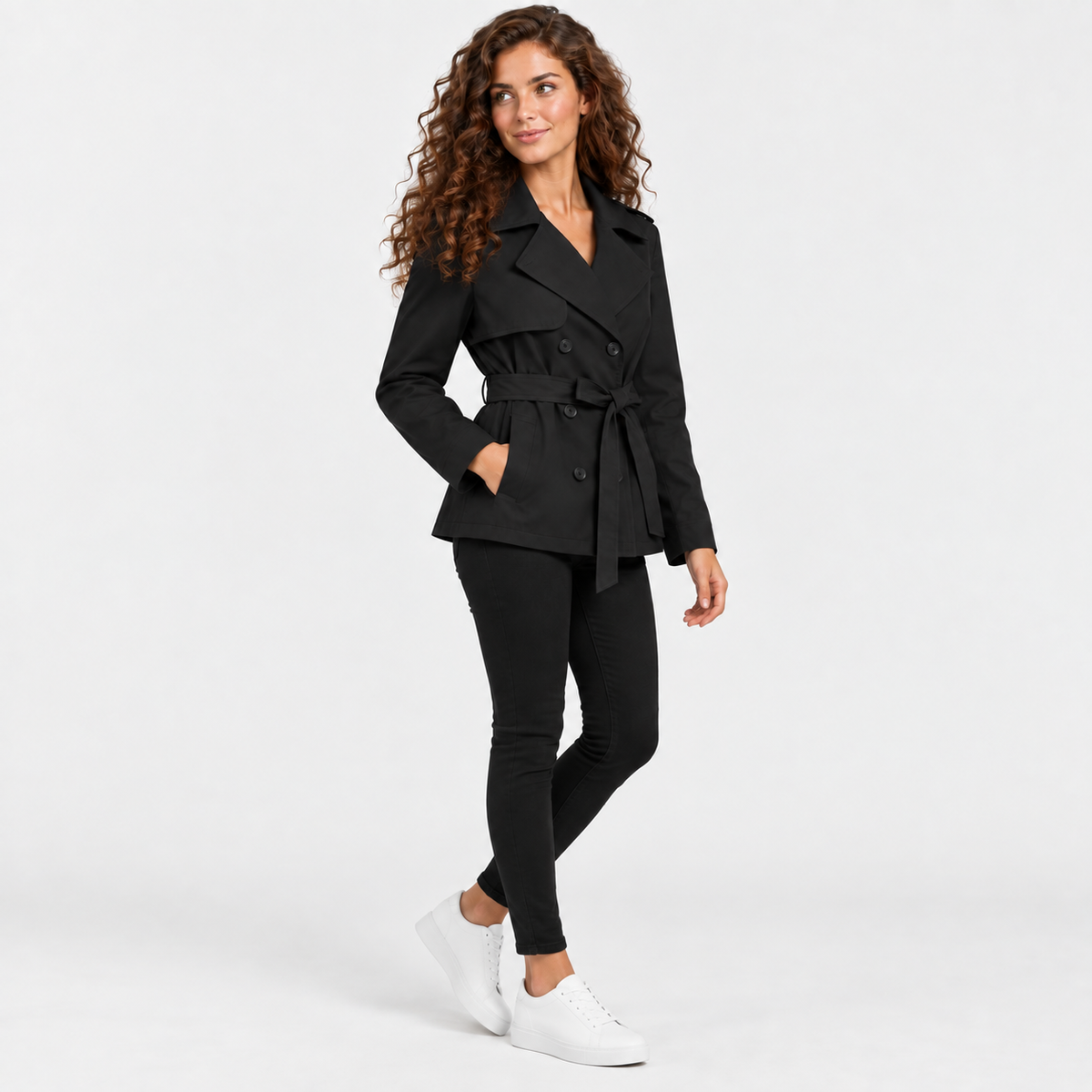 Montviro | Women’s Trench Coat Belted Waist Lapel Outerwear