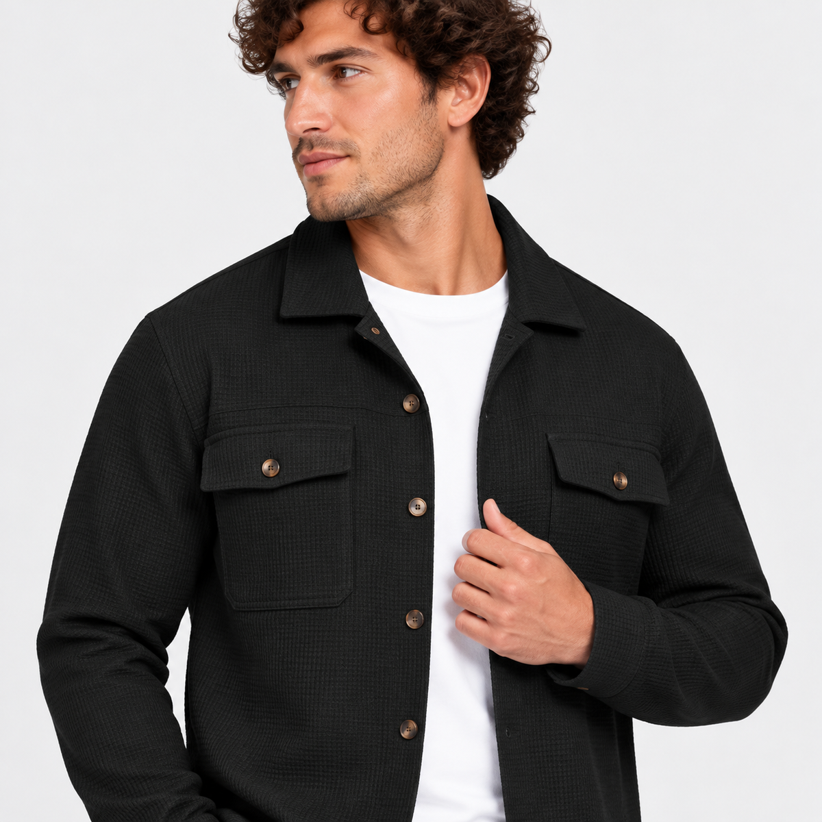 Montviro | Men's Waffle Knit Cardigan Set Button Shirt Pants Casual Outfit