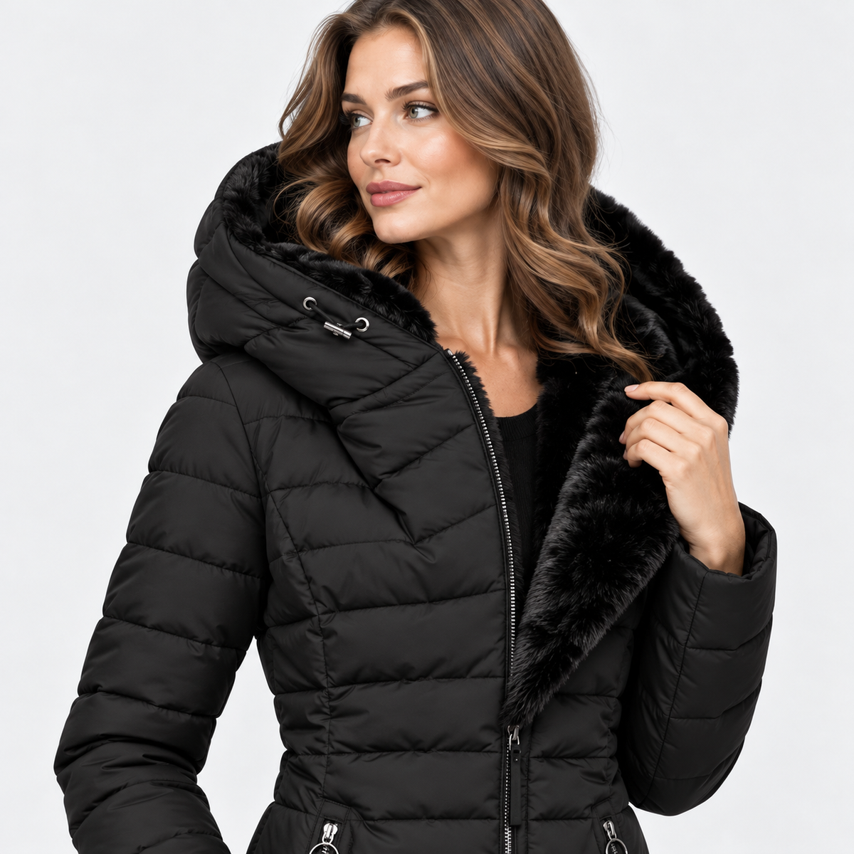 Montviro | Women's Long Hooded Winter Jacket with Fleece Lining