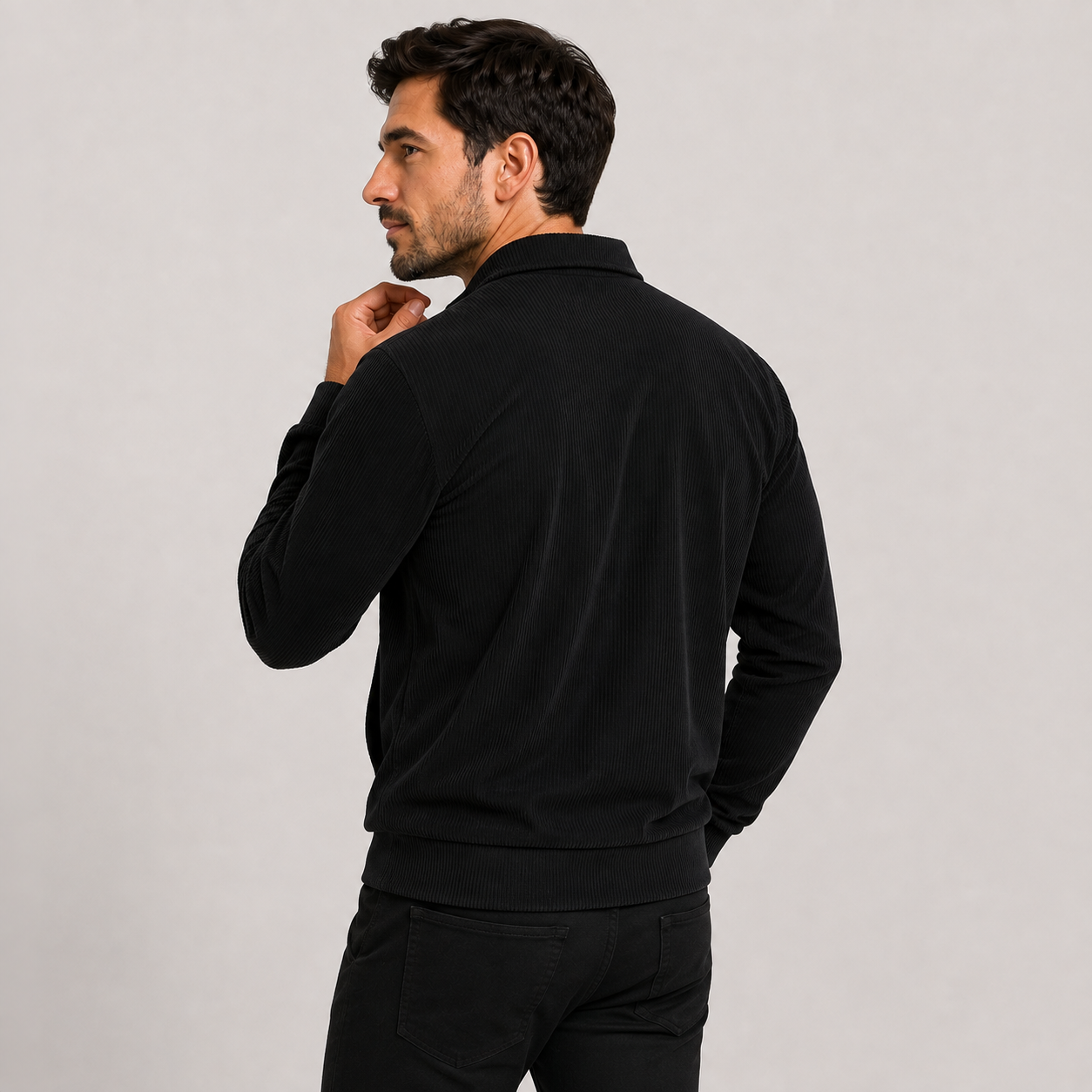 Montviro | Men's Casual Jacket - Corduroy Style Zip Front Lapel Collar