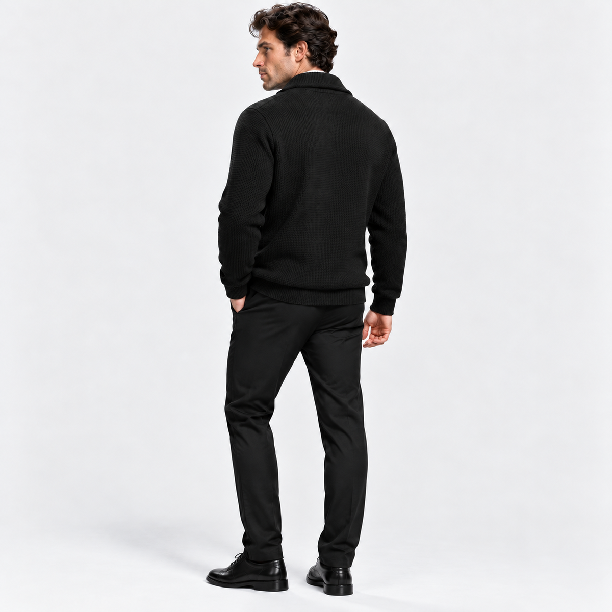 Montviro | Men's Waffle Knit Jacket Soft Stretch Loose Fit Fall Winter Coat