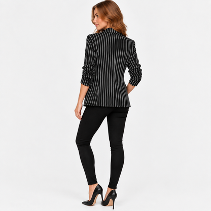 Montviro | Women’s Plus Size Striped Blazer Elegant Workwear Suit Jacket