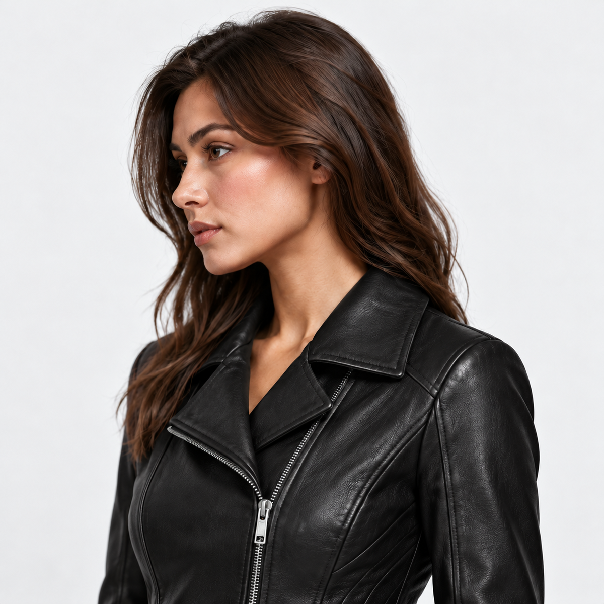 Montviro | Women’s Biker Jacket Slim Fit Zip Up Street Fashion Coat