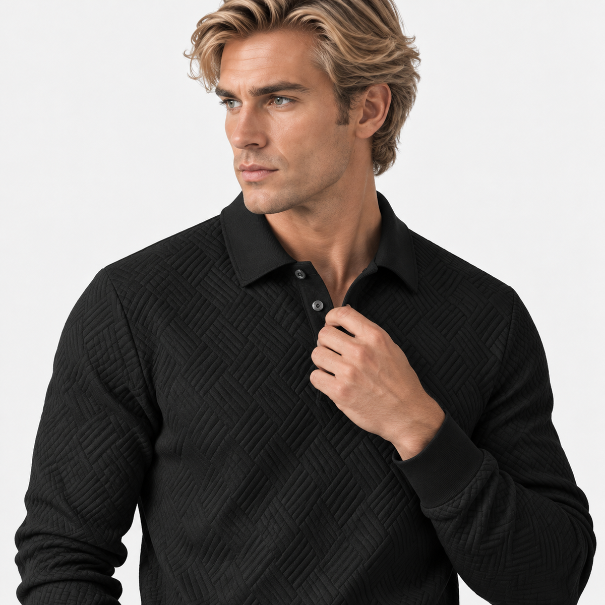 Montviro | Men's Knit Sweatshirt Lapel Collar Button Casual Winter Top