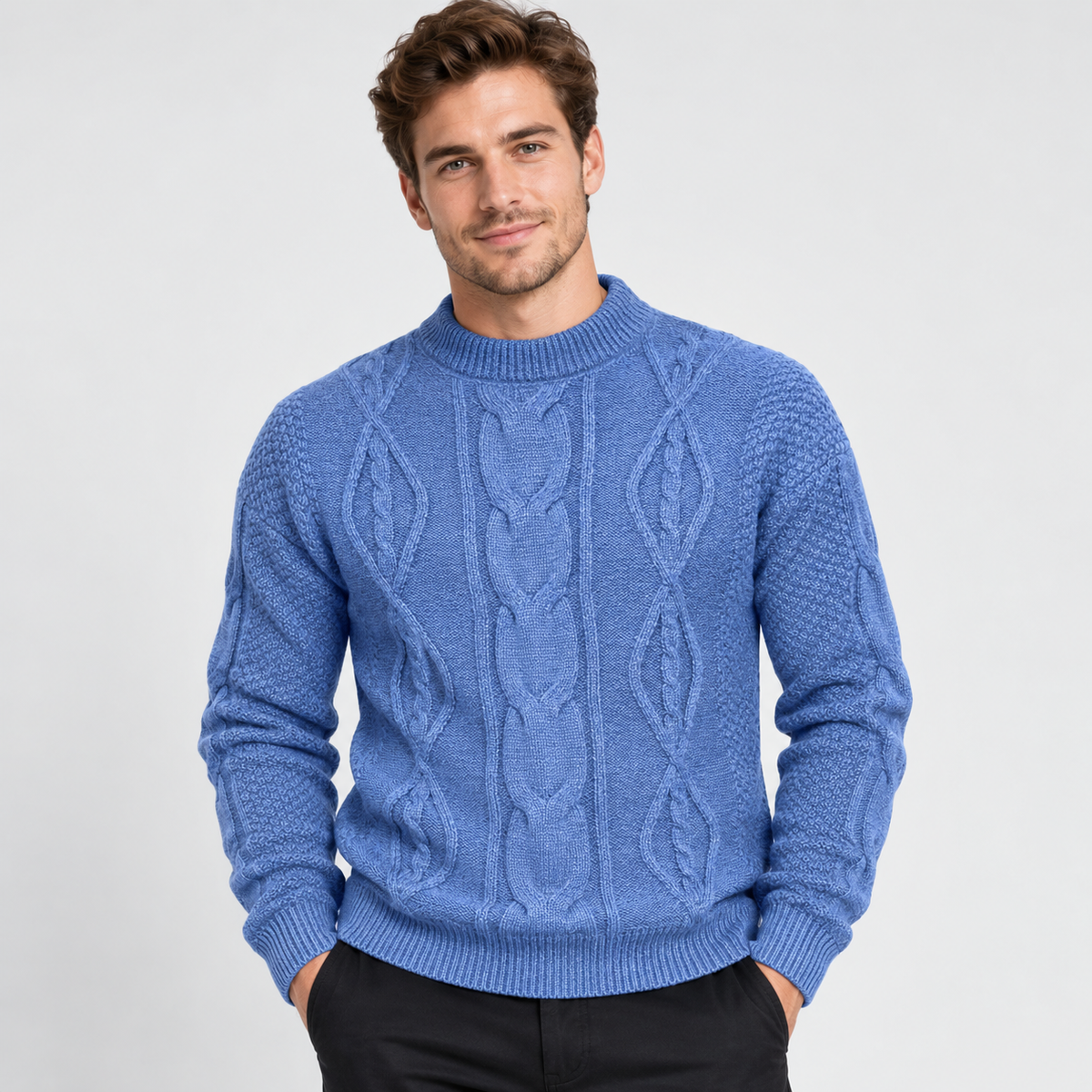 Montviro | Men's Crew Neck Sweater - Jacquard Knit Fall Winter