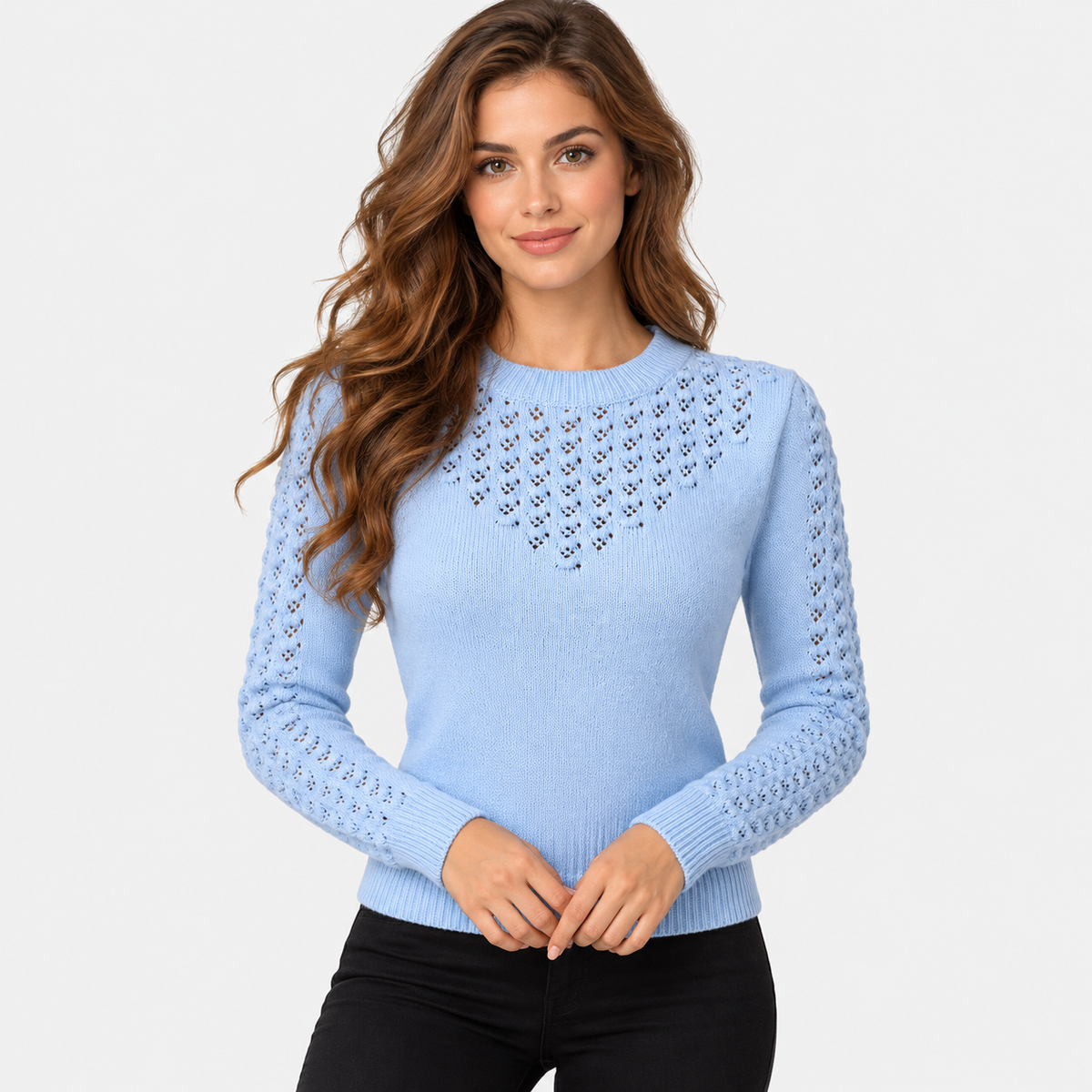 Montviro | Women's Cropped Knit Sweater with Hollow Out Design