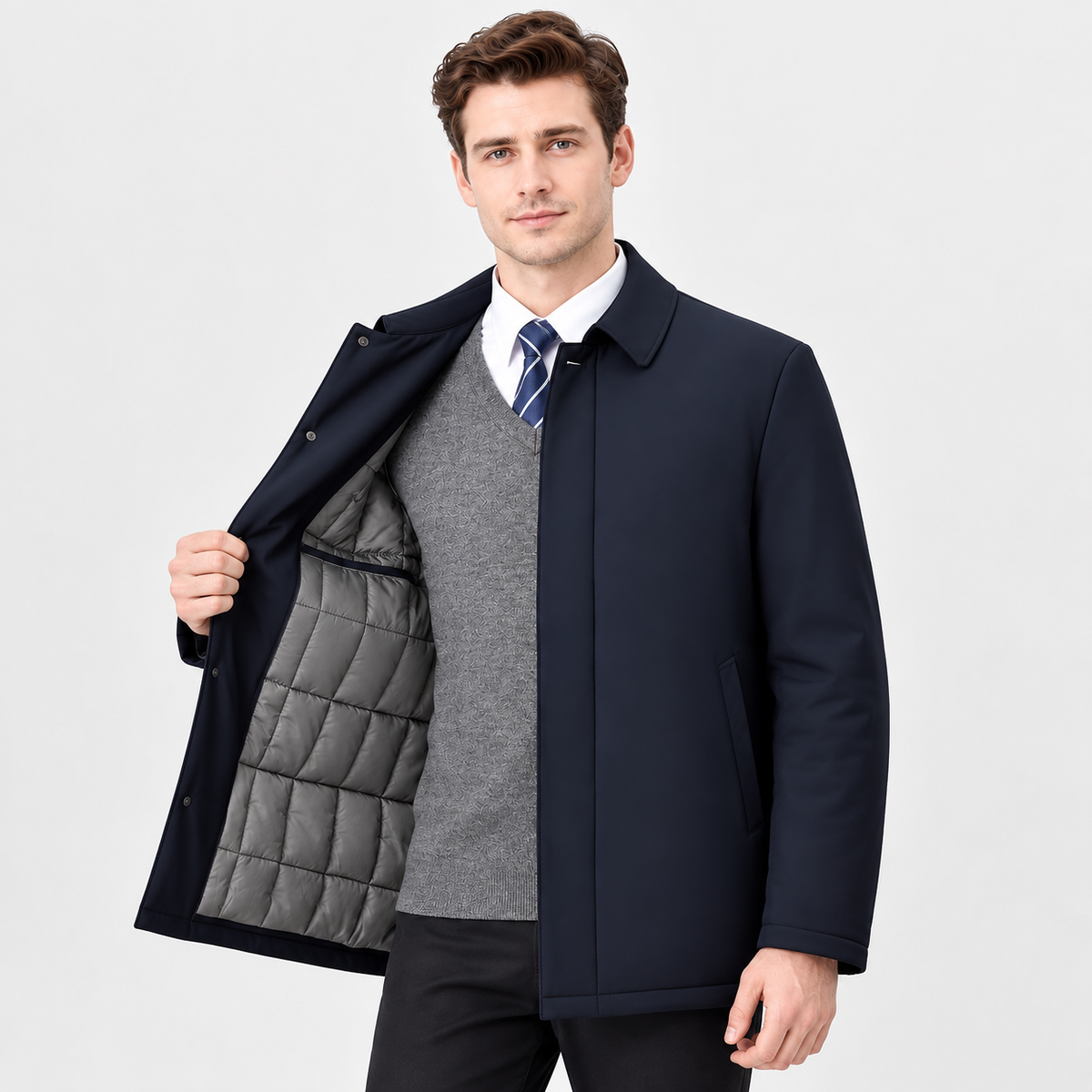 Montviro | Men's Lapel Winter Jacket - Warm Lined Regular Fit