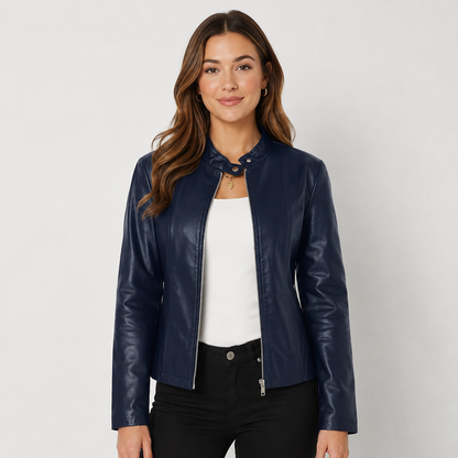 Montviro | Women's Leather Jacket - Full Zip Elegant Style