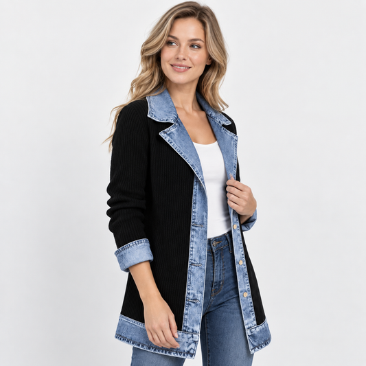 Montviro | Women’s Vintage Denim Corduroy Jacket Casual Long Sleeve Coat